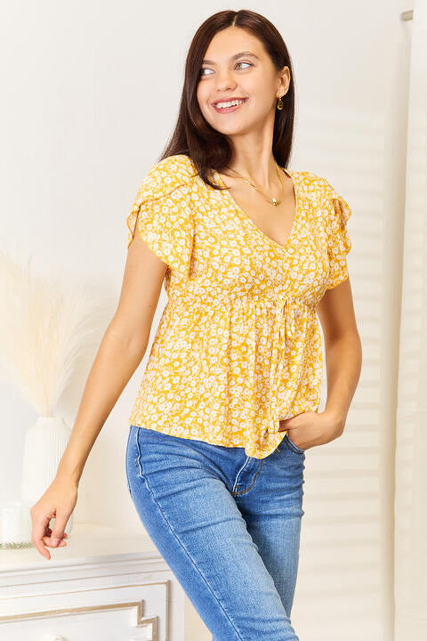 Floral Petal Sleeve Babydoll Top - Camis & Tops - Shirts & Tops - 3 - 2024