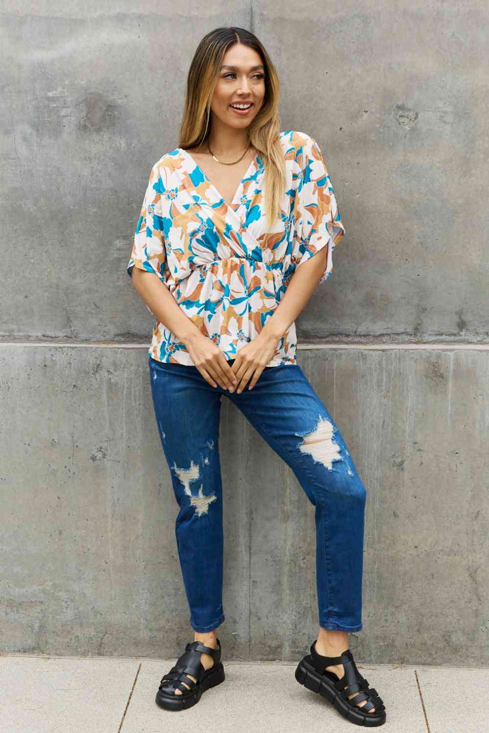 Floral Print Wrap Tunic Top - Camis & Tops - Shirts & Tops - 4 - 2024
