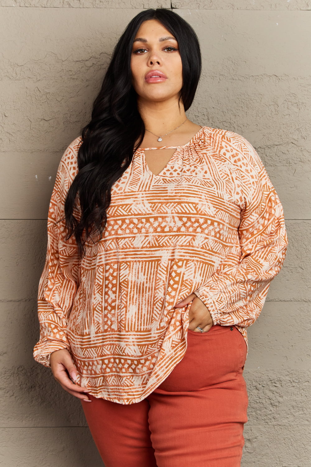 Just For You Full Size Aztec Tunic Top - Orange / S - Camis & Tops - Shirts & Tops - 1 - 2024