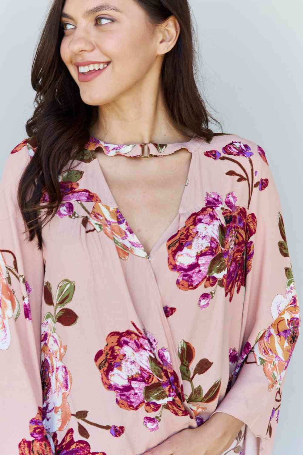 Full Size Floral Bell Sleeve Crepe Top - Camis & Tops - Shirts & Tops - 5 - 2024