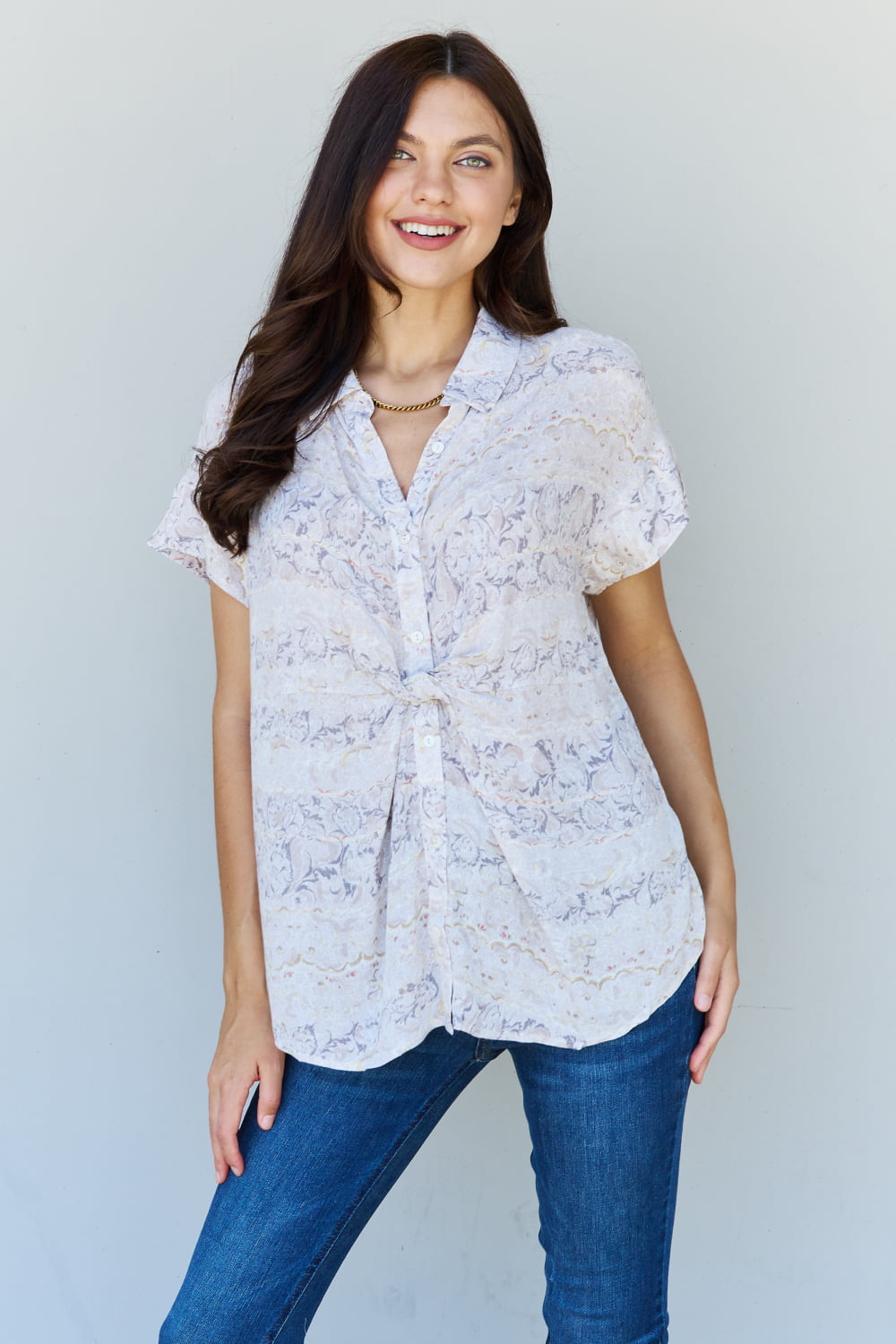 Full Size Floral Paisley Print Twist Tunic Top - Camis & Tops - Shirts & Tops - 3 - 2024