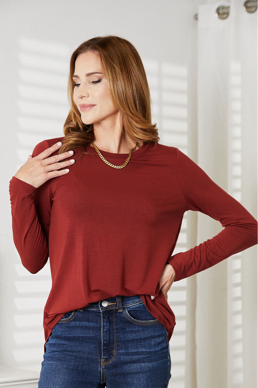 Full Size Long Sleeve Round Neck Round Hem Top - Camis & Tops - Shirts & Tops - 6 - 2024