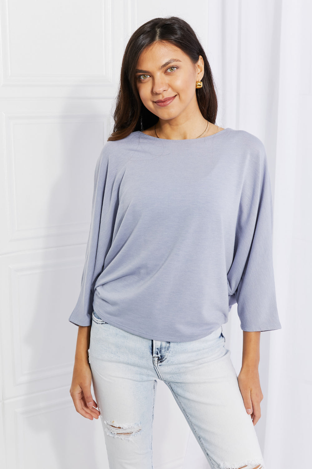 Full Size Needless to Say Dolman Sleeve Top - Blue / S - Camis & Tops - Shirts & Tops - 1 - 2024