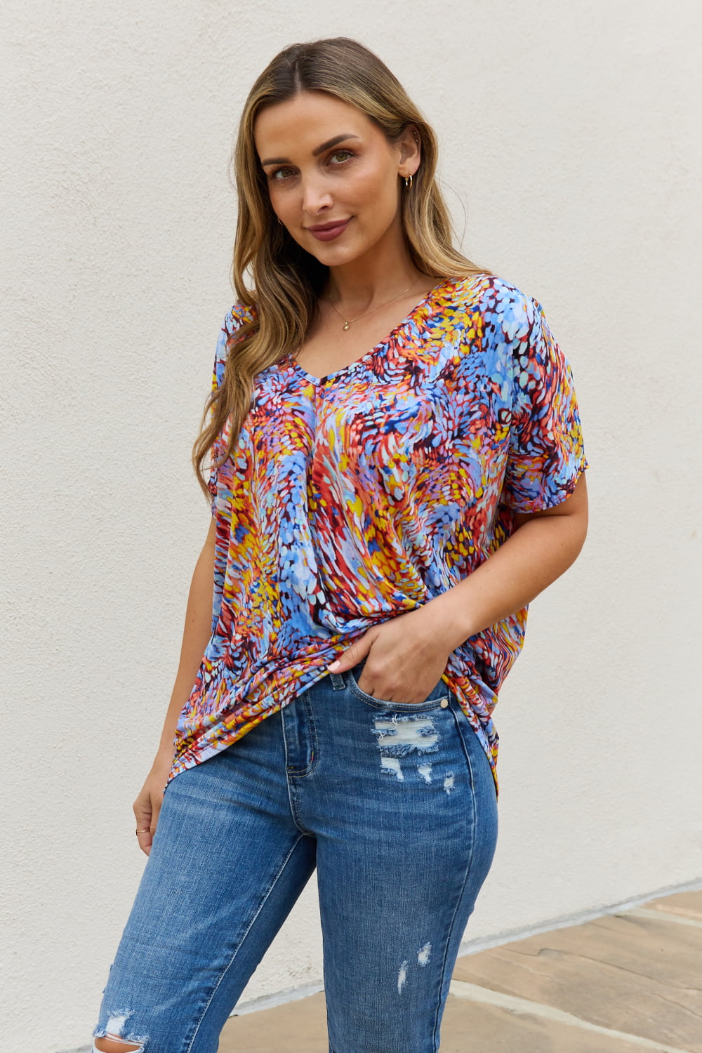 Full Size Printed Dolman Flowy Top - Camis & Tops - Shirts & Tops - 3 - 2024