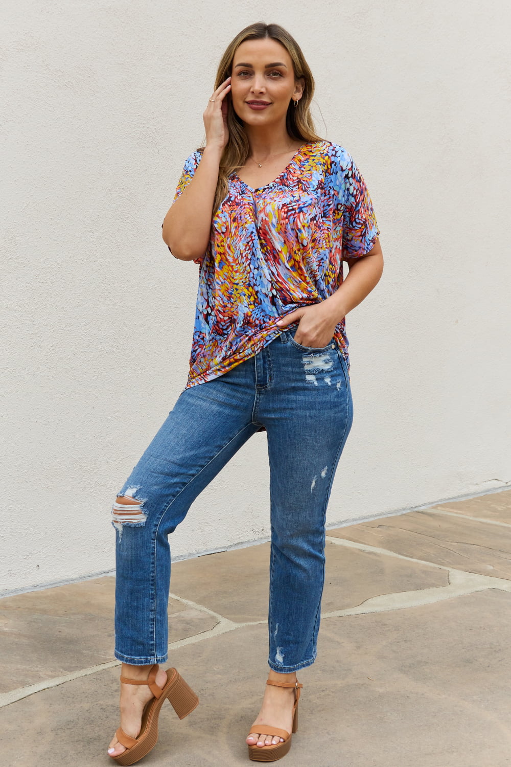 Full Size Printed Dolman Flowy Top - Camis & Tops - Shirts & Tops - 5 - 2024