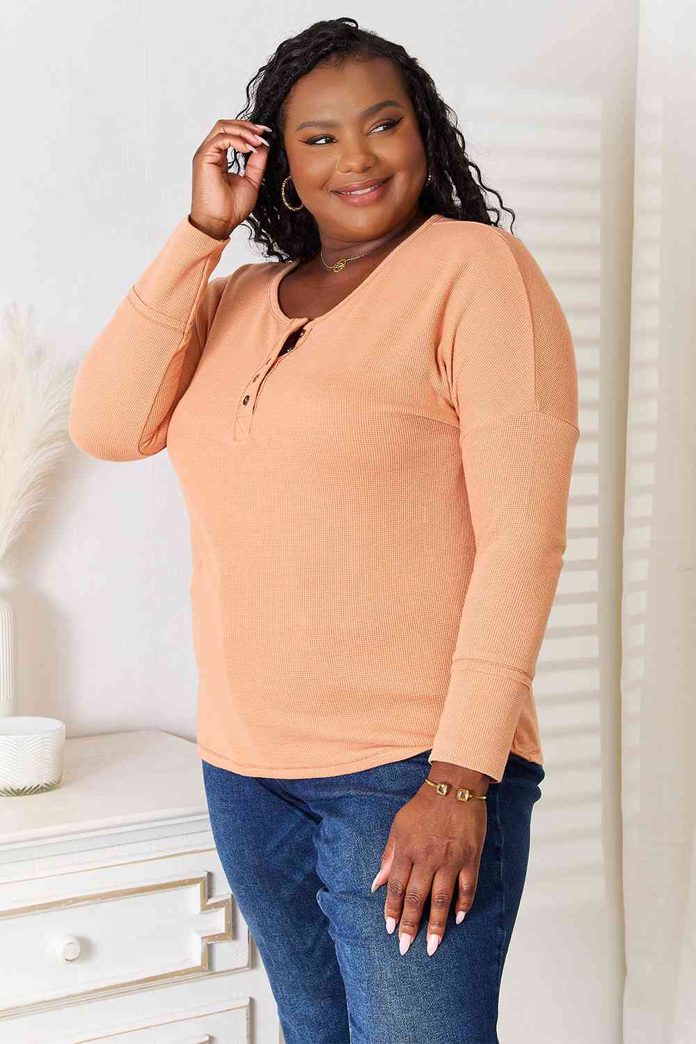 Half Button Long Sleeve Top - Camis & Tops - Shirts & Tops - 3 - 2024