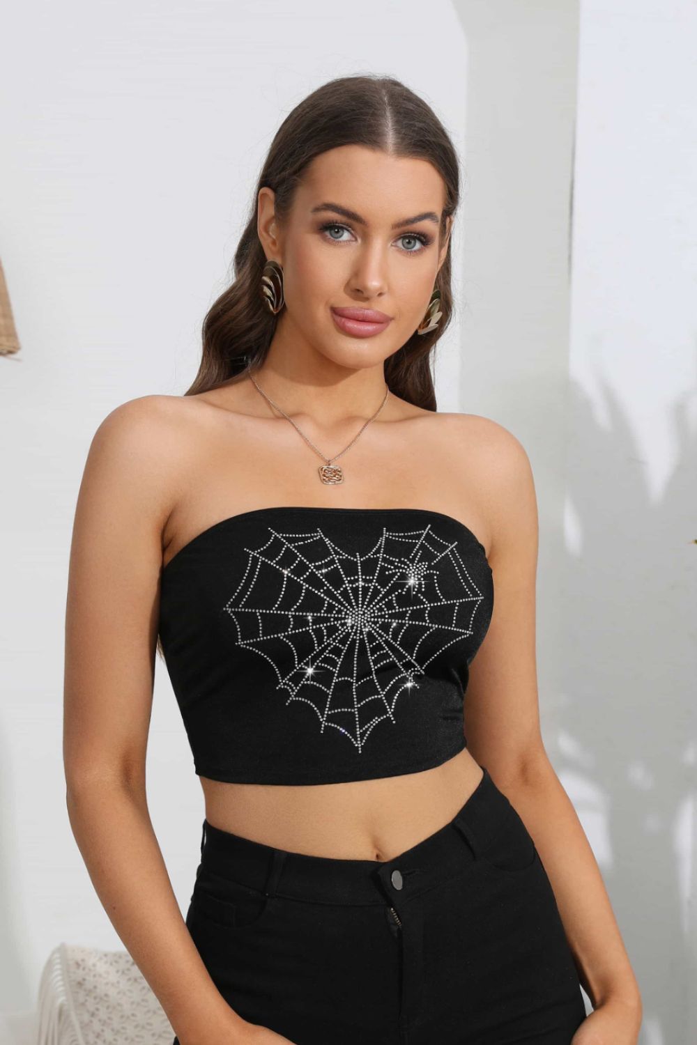 Heart Spider Web Graphic Tube Top - Camis & Tops - Shirts & Tops - 4 - 2024