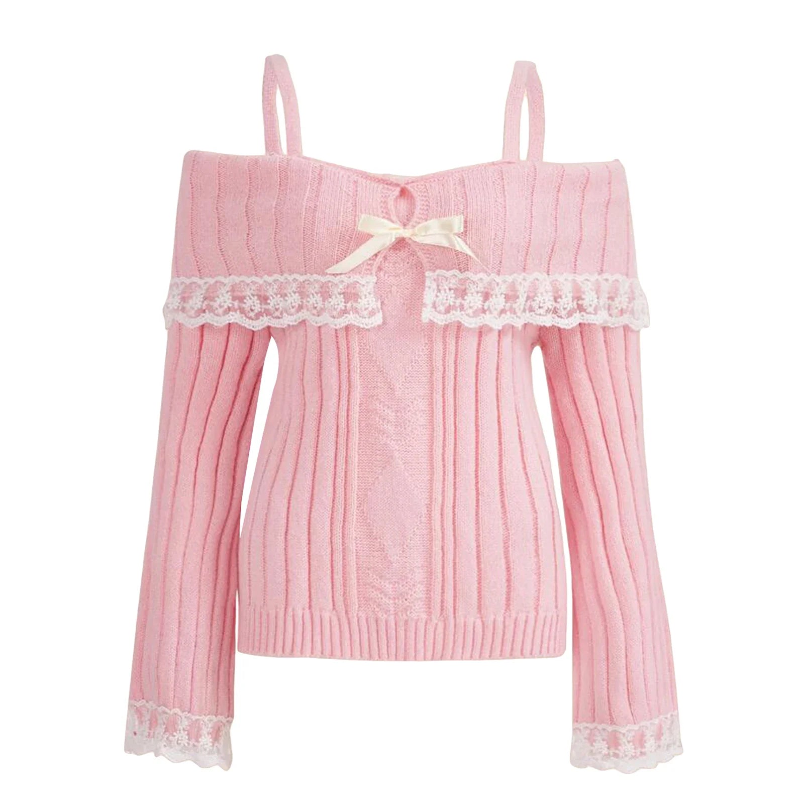 Kawaii Off Shoulder Cozy Winter Top - Pink / S - Camis & Tops - Shirts & Tops - 8 - 2024