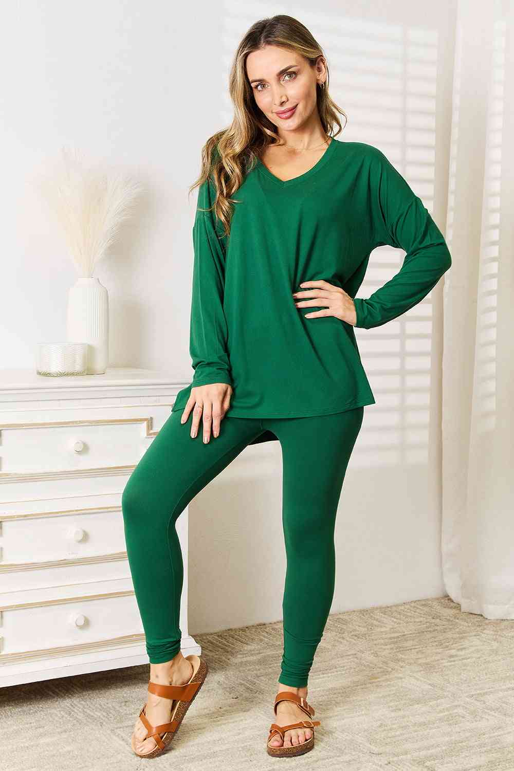 Lazy Days Full Size Long Sleeve Top and Leggings Set - Tops - Loungewear - 6 - 2024