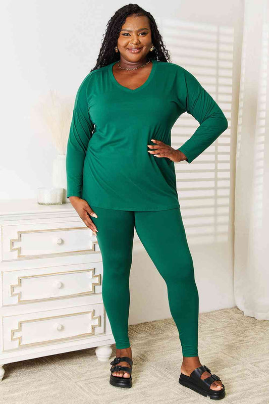 Lazy Days Full Size Long Sleeve Top and Leggings Set - Dark Green / S - Tops - Loungewear - 1 - 2024