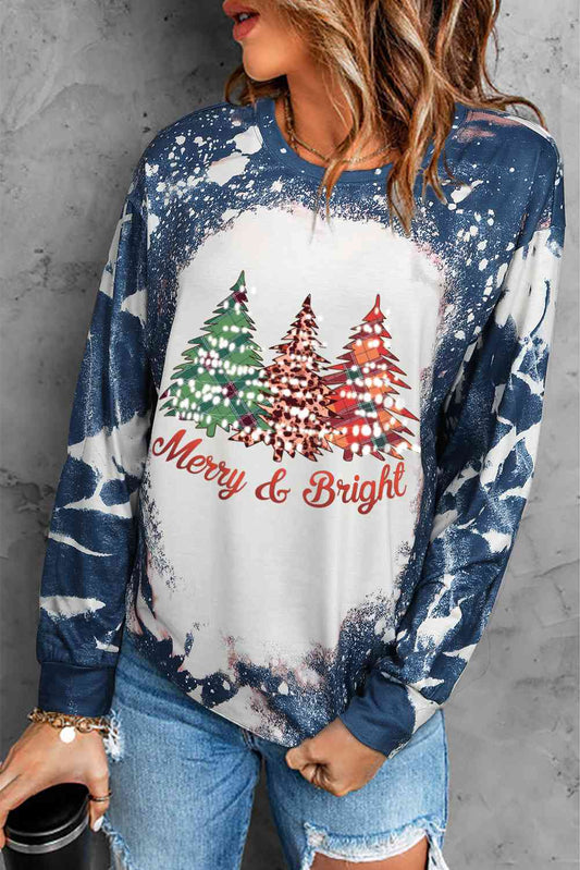 MERRY & BRIGHT Graphic Long Sleeve Top - French Blue / S - Camis & Tops - Shirts & Tops - 1 - 2024