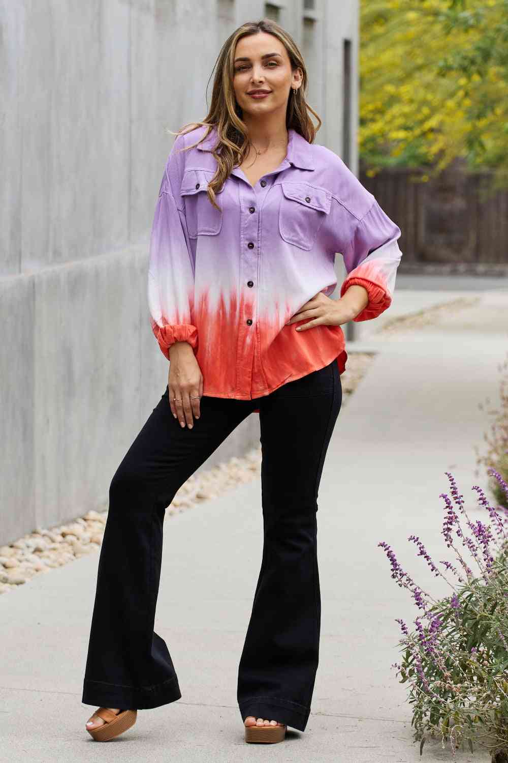 Relaxed Fit Tie-Dye Button Down Top - Tops - Shirts & Tops - 5 - 2024