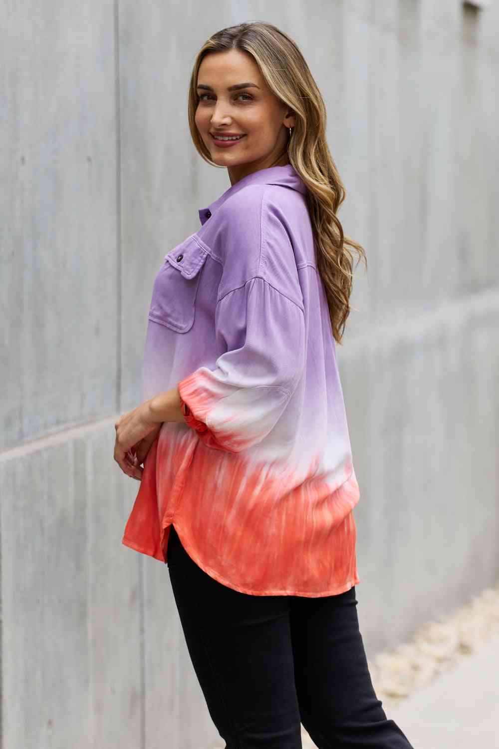 Relaxed Fit Tie-Dye Button Down Top - Tops - Shirts & Tops - 11 - 2024