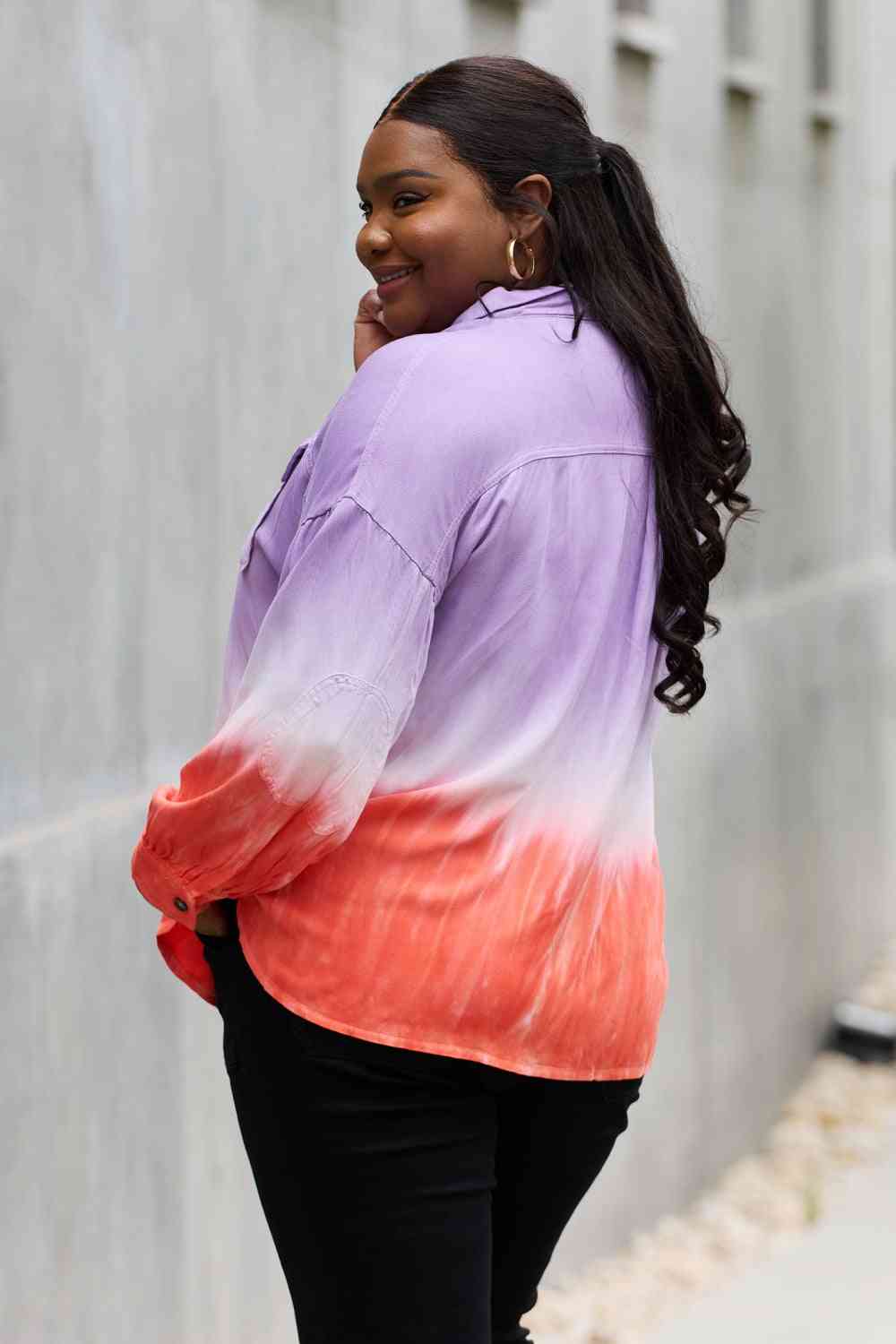 Relaxed Fit Tie-Dye Button Down Top - Tops - Shirts & Tops - 2 - 2024