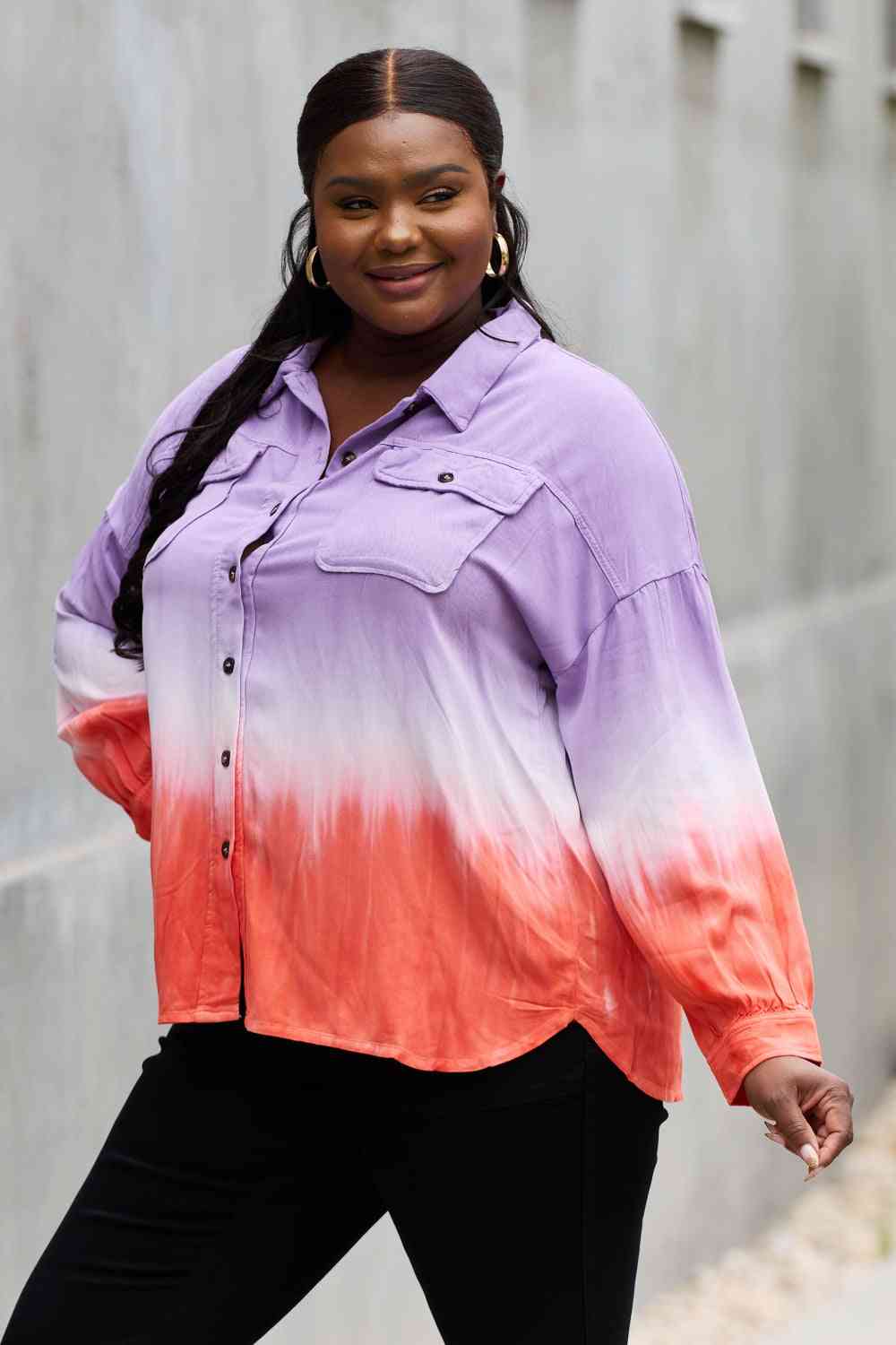 Relaxed Fit Tie-Dye Button Down Top - Tops - Shirts & Tops - 3 - 2024