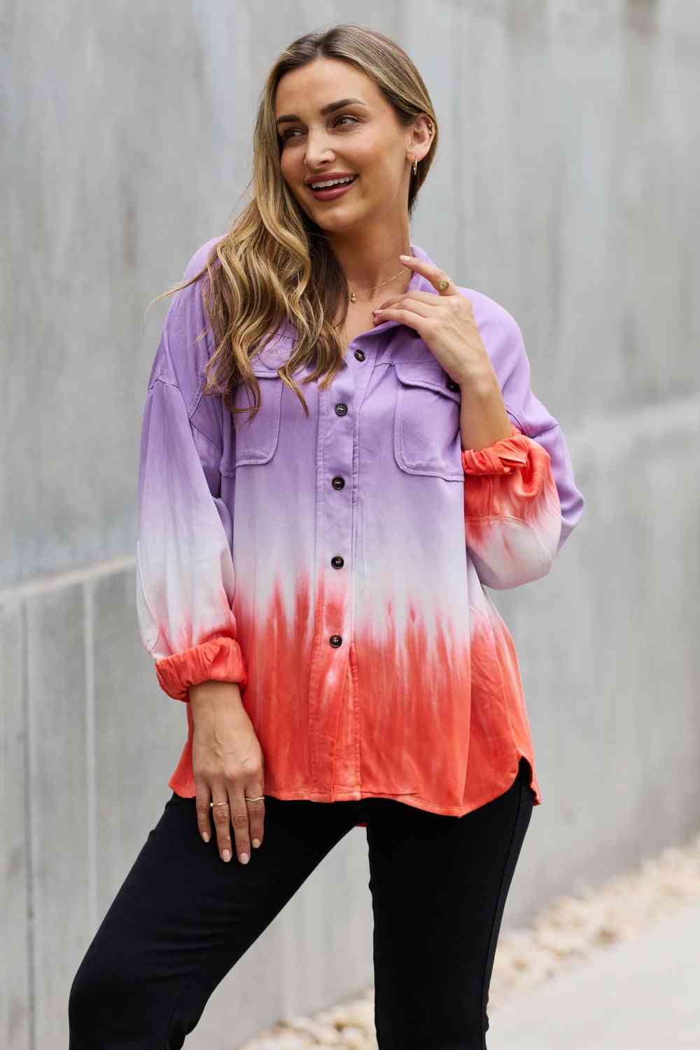 Relaxed Fit Tie-Dye Button Down Top - Tops - Shirts & Tops - 8 - 2024