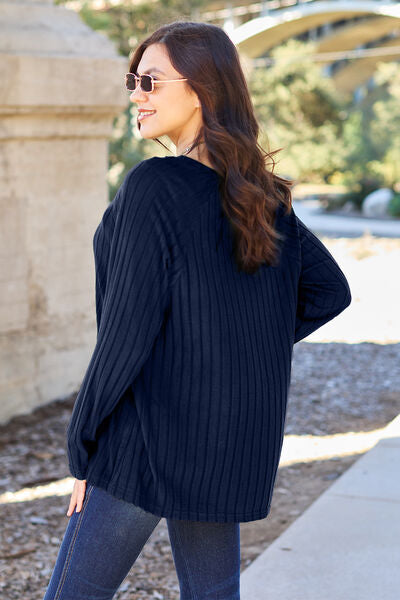 Ribbed Round Neck Long Sleeve Knit Top - Camis & Tops - Shirts & Tops - 6 - 2024