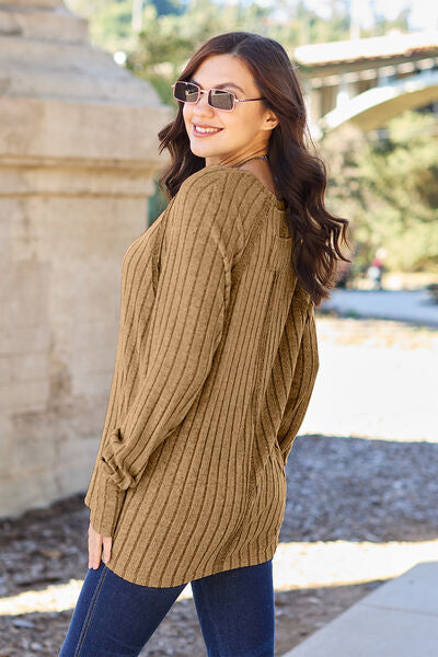 Ribbed Round Neck Long Sleeve Knit Top - Camis & Tops - Shirts & Tops - 6 - 2024
