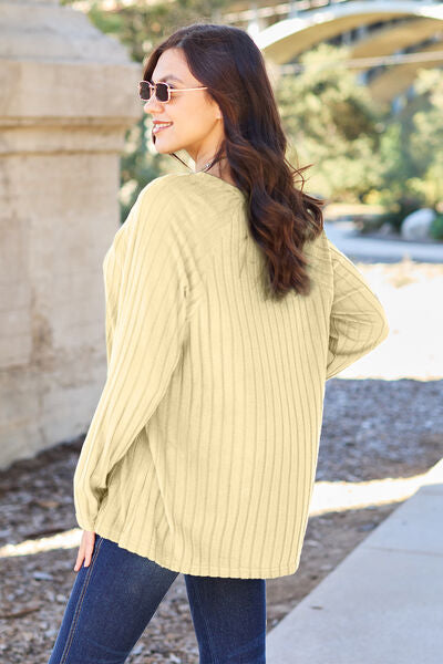 Ribbed Round Neck Long Sleeve Knit Top - Camis & Tops - Shirts & Tops - 12 - 2024