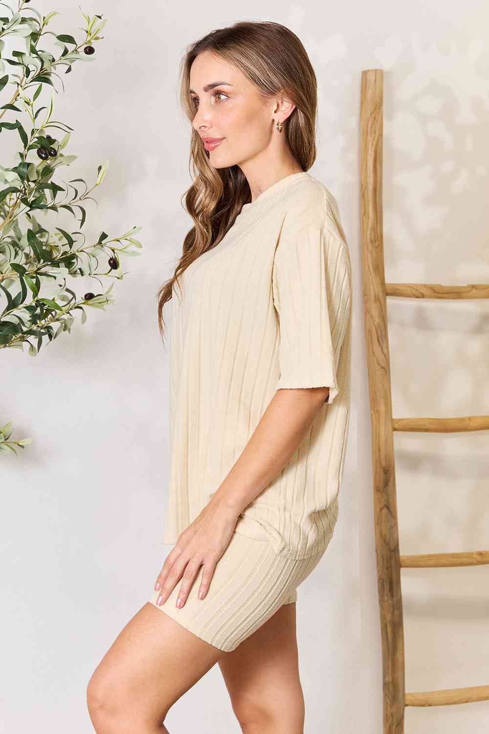 Ribbed Round Neck Top and Shorts Lounge Set - Camis & Tops - Loungewear - 2 - 2024