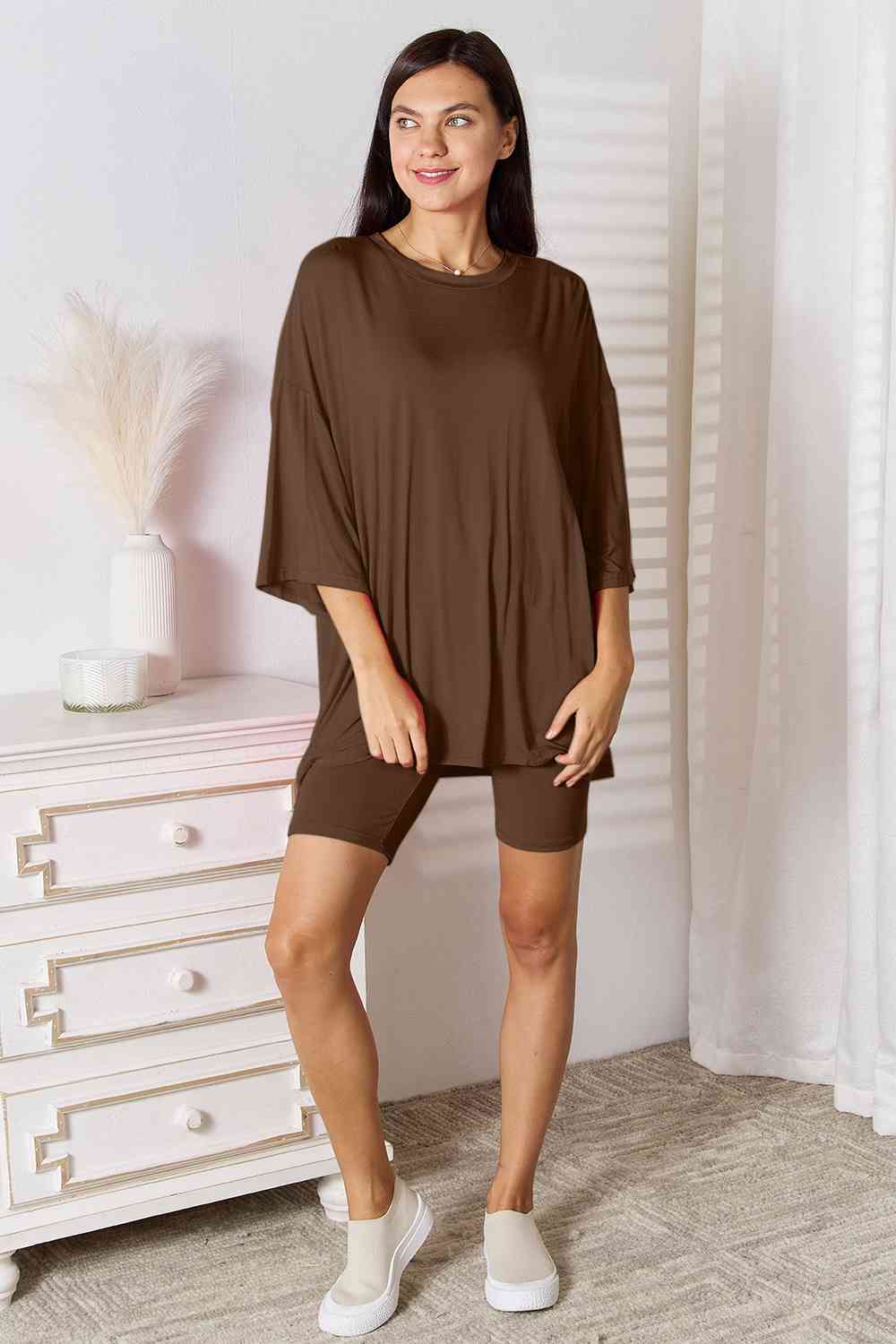 Soft Rayon Three-Quarter Sleeve Top and Shorts Set - Camis & Tops - Outfit Sets - 4 - 2024