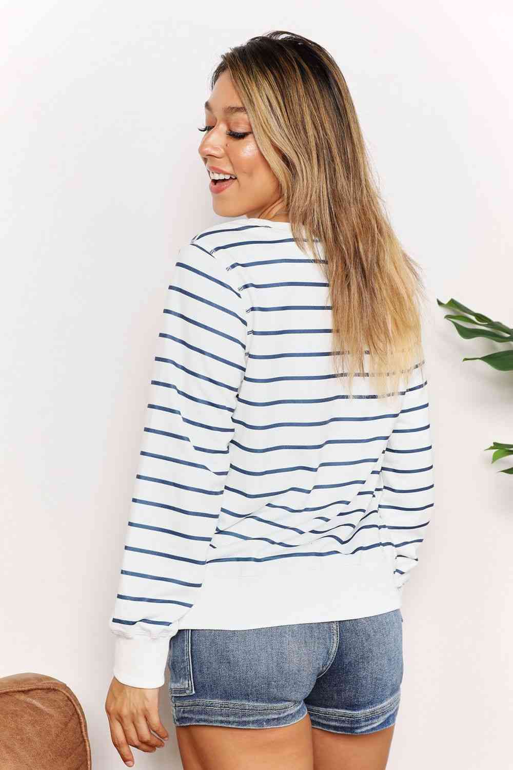 Striped Long Sleeve Round Neck Top - Camis & Tops - Shirts & Tops - 2 - 2024
