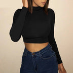 Women’s Crop Top With Long Sleeves - T-Shirts - 1