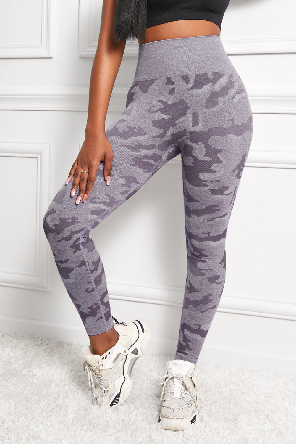 Camo Print Seamless High Waist Yoga Leggings - Purple / XS - Women’s Clothing & Accessories - Activewear - 1 - 2024