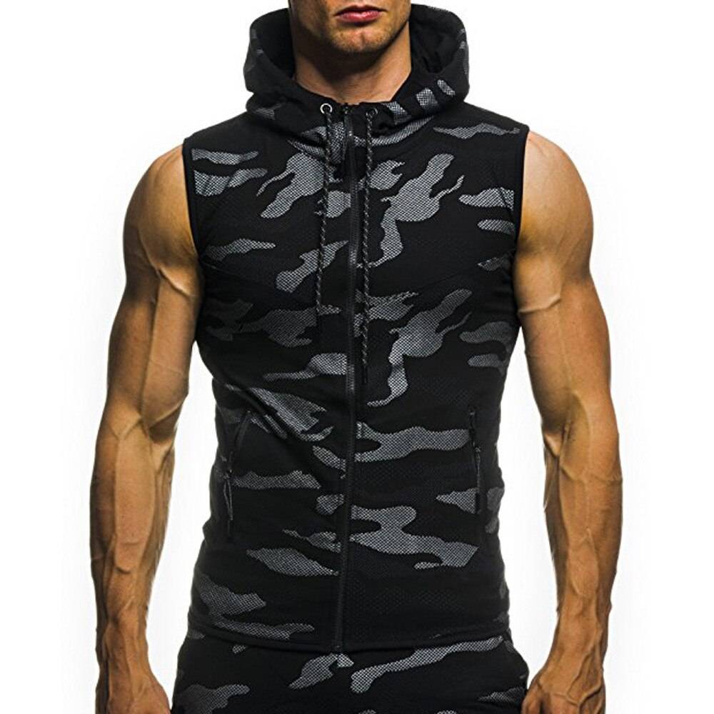 Camouflage Sleeveless Shirt - Dark Gray / XXXL - T-Shirts - Shirts & Tops - 25 - 2024