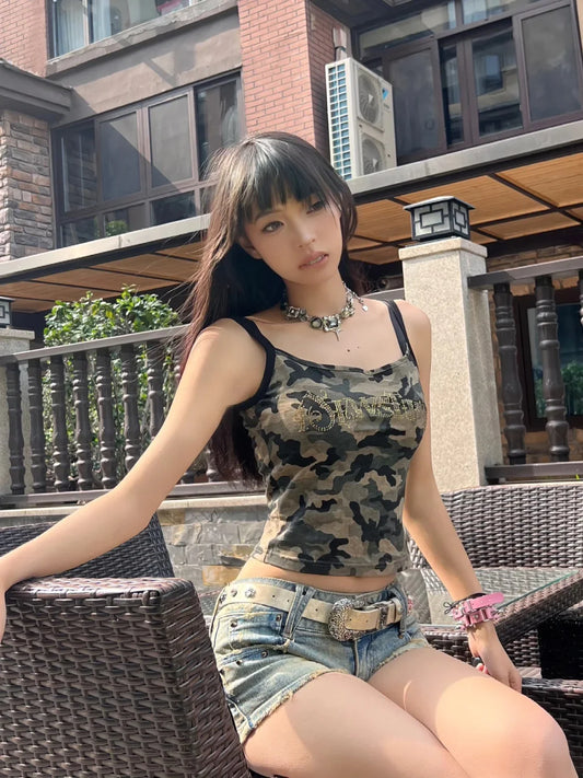 Camouflage Y2K Slim Fit Tank Top – Sexy E-Girl Summer Camisole - Women’s Clothing & Accessories - 2025 - 2 - Worldwide