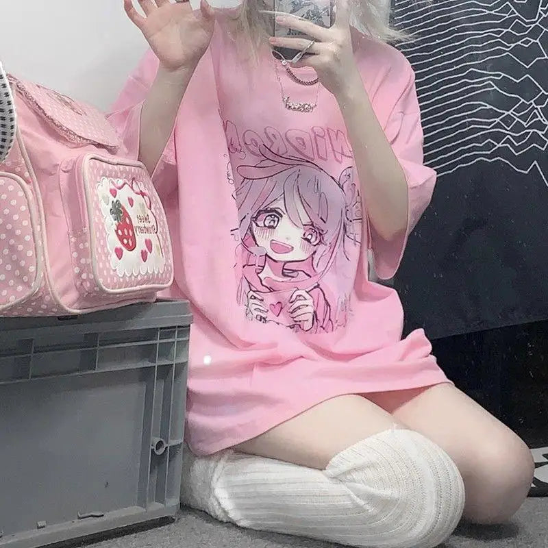 Candy Blush Anime Tee – Sweetheart Manga T-Shirt - T-Shirts - Shirts & Tops - 3 - 2024