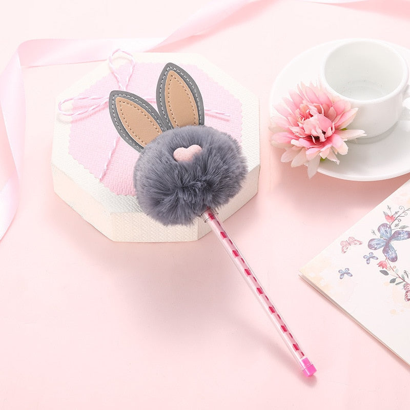 1X Candy Plush Rabbit Gel Pen - Gray / Black - Stationary & More - Pens - 22 - 2024