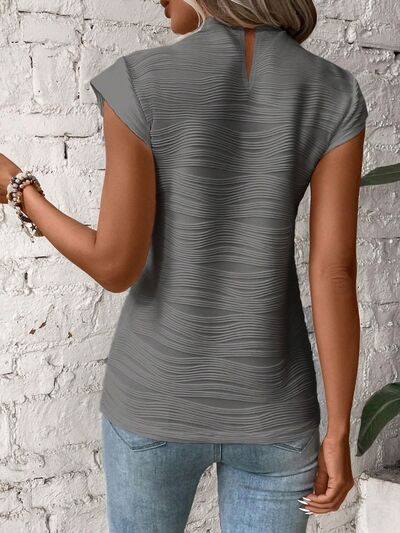 Mock Neck Cap Sleeve T-Shirt - T-Shirts - Shirts & Tops - 12 - 2024