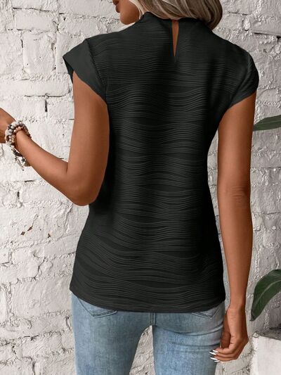 Mock Neck Cap Sleeve T-Shirt - T-Shirts - Shirts & Tops - 8 - 2024