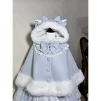 Winter Lolita Fur-Trimmed Bow Cape Coat - Women’s Clothing & Accessories - Coat - 6