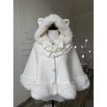 Winter Lolita Fur-Trimmed Bow Cape Coat - Women’s Clothing & Accessories - Coat - 1