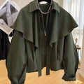 Korean Cloak-Style Cape Jacket with Ruffle Layers - Jackets & Coats - Jacket - 5