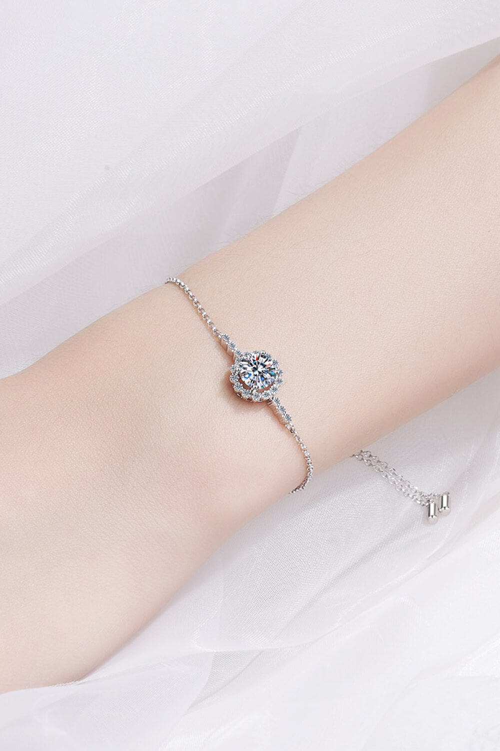 1 Carat Moissanite Chain Bracelet - Silver / One Size - Women’s Jewelry - Bracelets - 1 - 2024