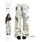 Y2K Vintage White Cargo Jeans - High Waist - Bottoms - 1