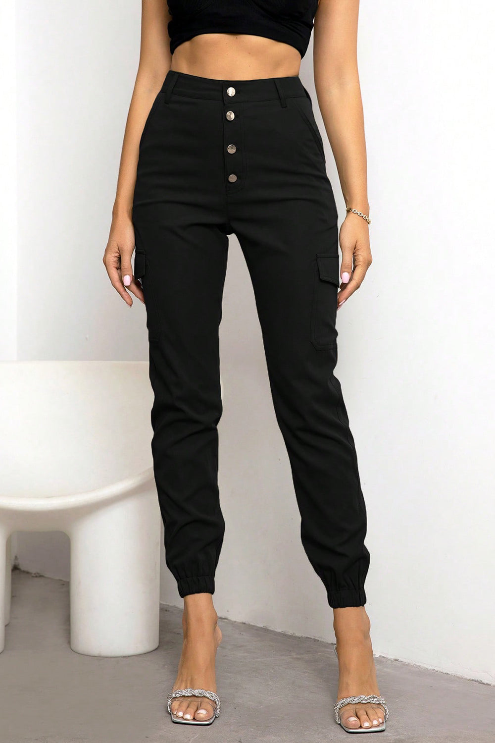 Button Fly Cargo Pants - Black / XS - Bottoms - Pants - 1 - 2024