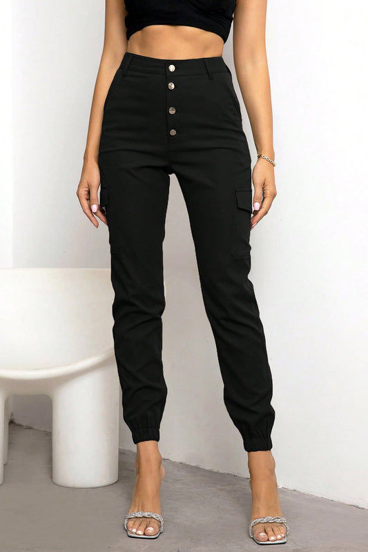 Button Fly Cargo Pants - Black / XS - Bottoms - Pants - 1 - 2024