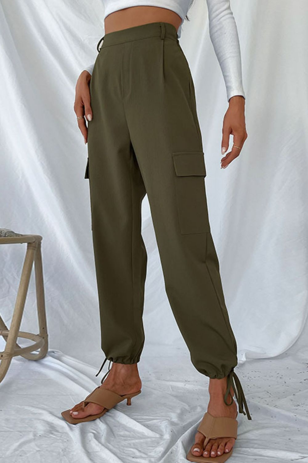 Drawstring Ankle Cargo Pants - Bottoms - Pants - 2 - 2024