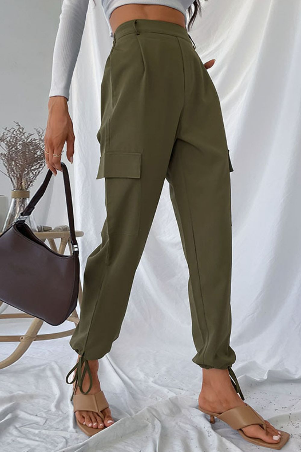 Drawstring Ankle Cargo Pants - Bottoms - Pants - 4 - 2024