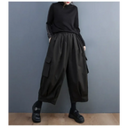 Oversized Cargo Pants – High Waist Loose Fit with Pocket Details - Bottoms - Women’s Pants - 4