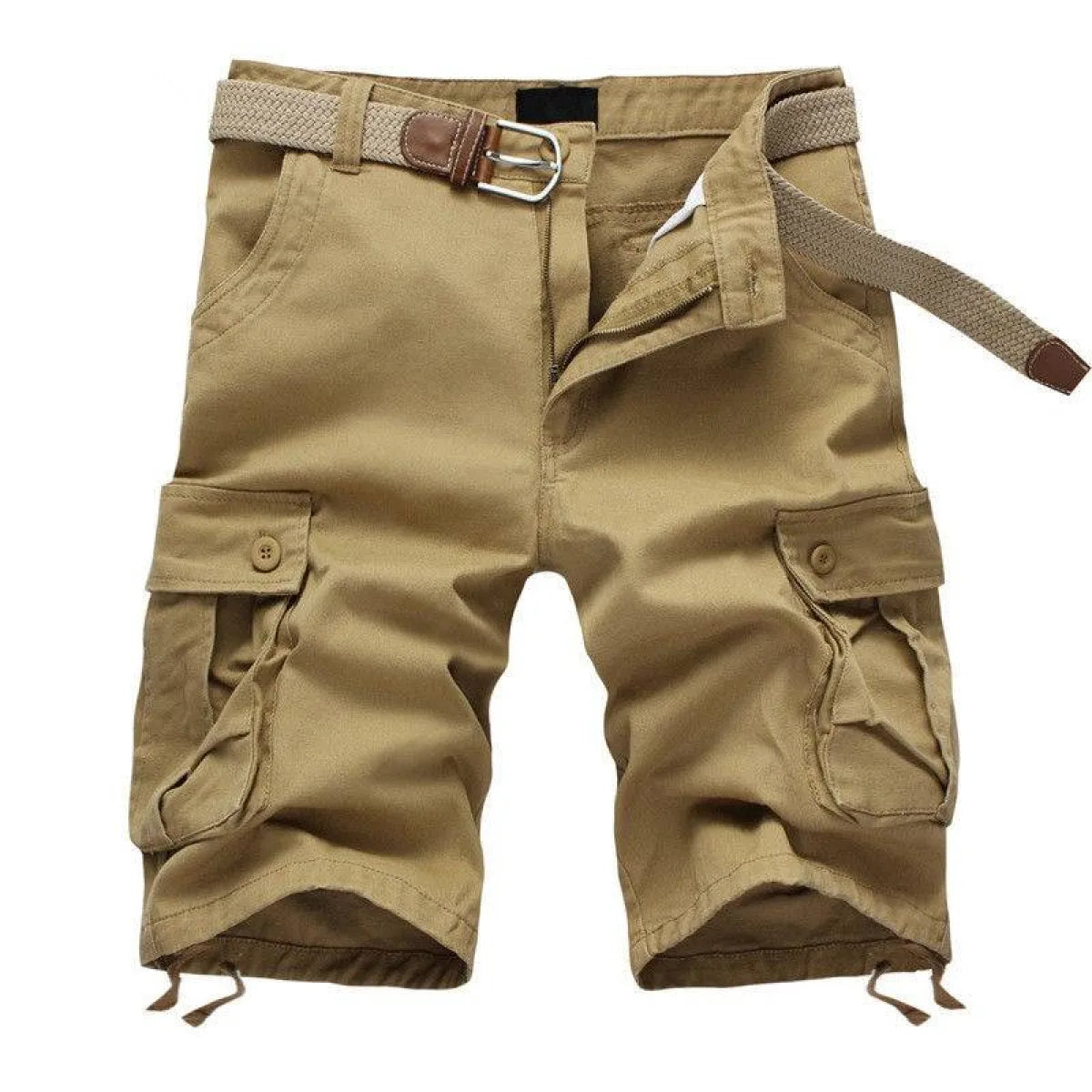 Patterned Button Cotton Cargo Trousers Shorts - Shorts - 1