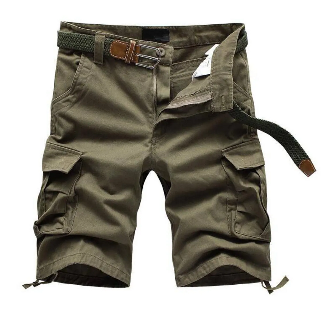 Patterned Button Cotton Cargo Trousers Shorts - Shorts - 14