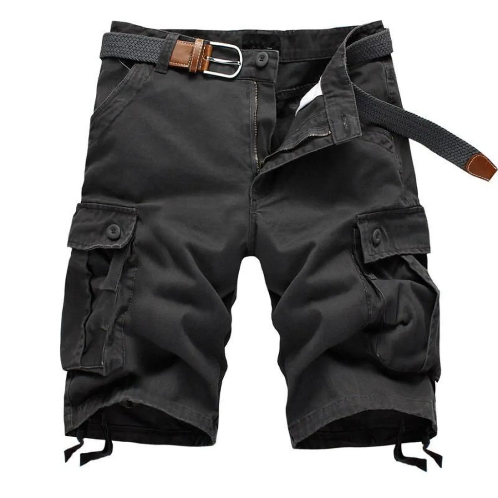 Patterned Button Cotton Cargo Trousers Shorts - Shorts - 16