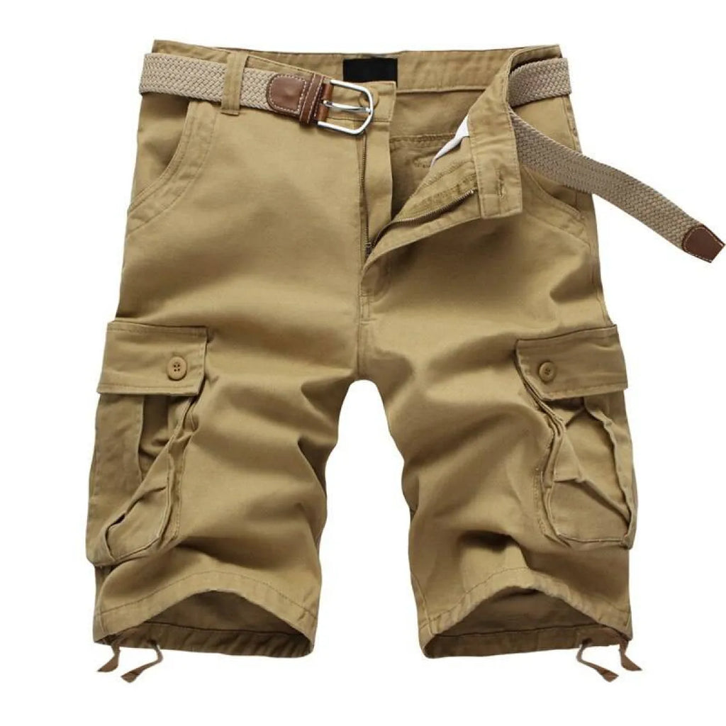 Patterned Button Cotton Cargo Trousers Shorts - Shorts - 17