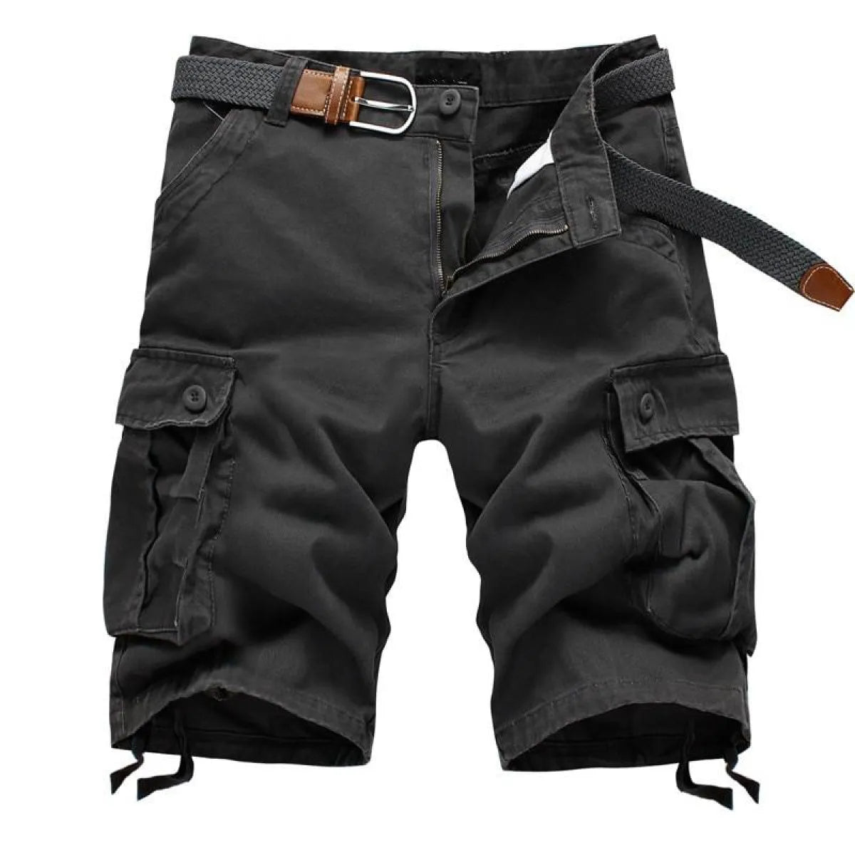 Patterned Button Cotton Cargo Trousers Shorts - Shorts - 4