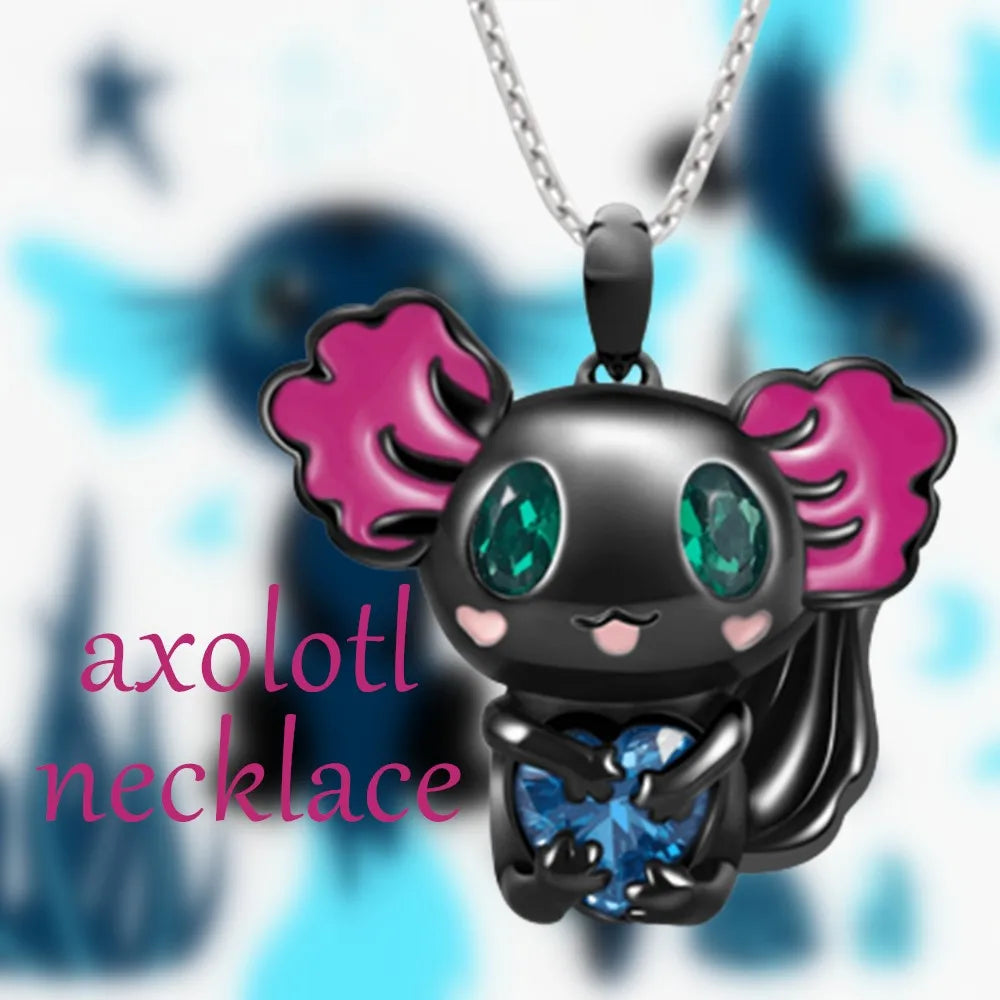 Cartoon Axolotl Necklace - Heart Rhinestone Pendant Jewelry Gift - Women’s Jewelry - Necklaces - 2024 - 3 - Worldwide